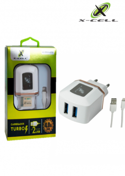 Carregador Kit 2 Usb Ultra Rapido Com Cabo Lightning (8 Pinos) 4,0 A Xc-ur 8 Flex