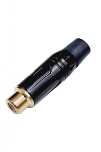 Plug Rca metal preto com dourado fmea profissional